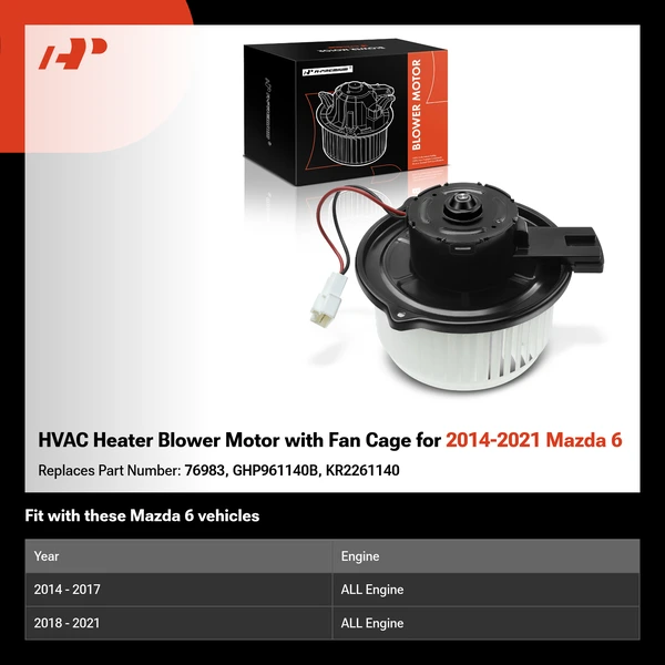 HVAC Heater Blower Motor with Fan Cage for 2014-2021 Mazda 6
