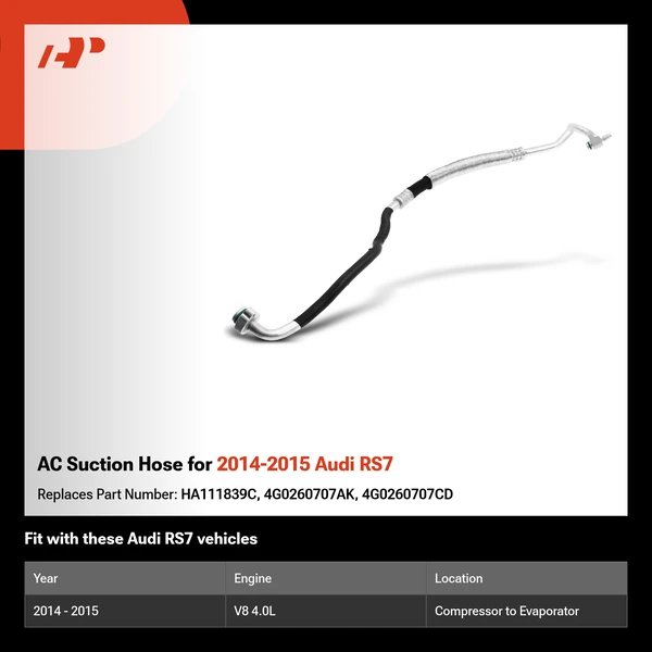 AC Suction Hose for 2014-2015 Audi RS7