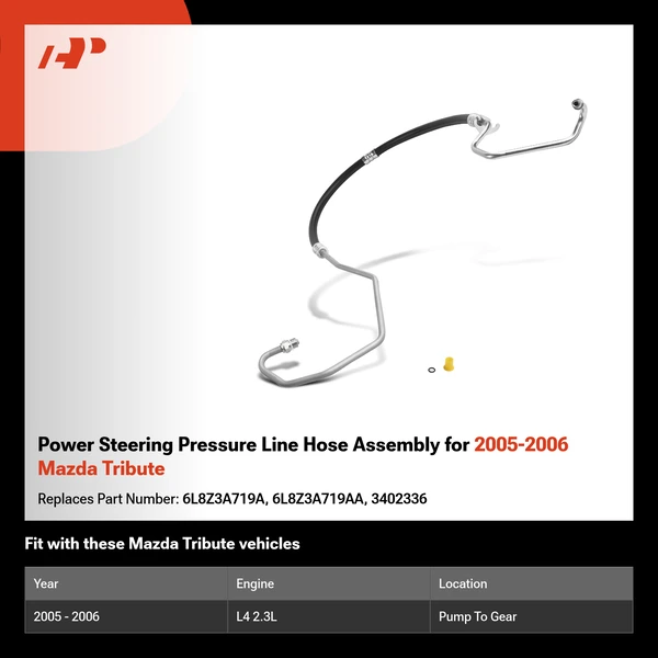 Power Steering Pressure Line Hose Assembly for 2005-2006 Mazda Tribute