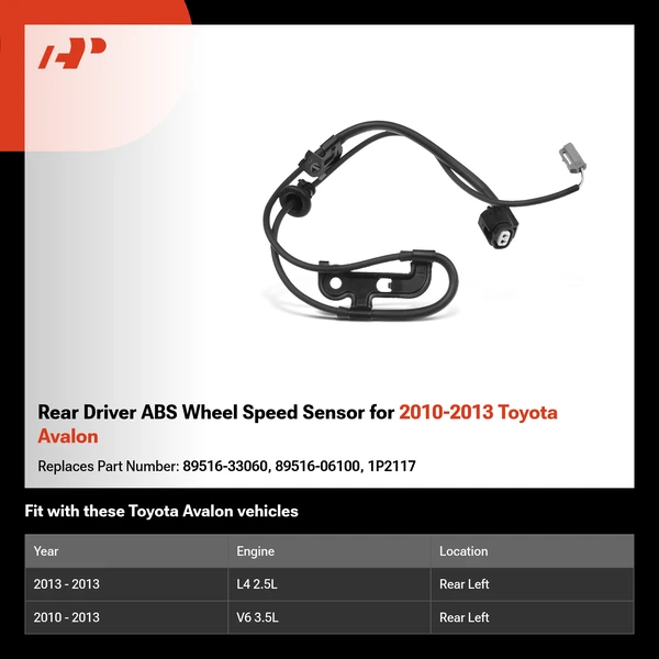 Rear Driver ABS Wheel Speed Sensor for 2010-2013 Toyota Avalon