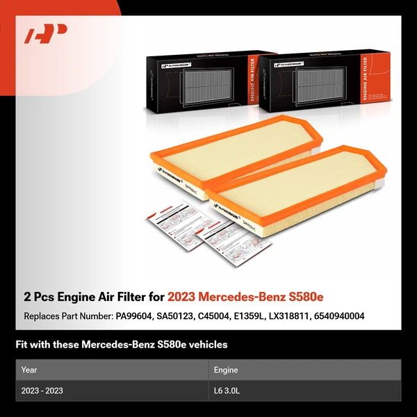 2 Pcs Engine Air Filter for 2023 Mercedes-Benz S580e