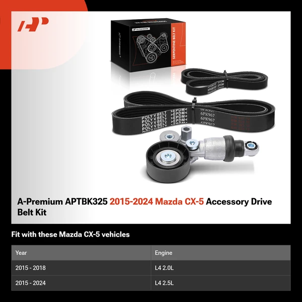 A-Premium APTBK325 2015-2024 Mazda CX-5 Accessory Drive Belt Kit