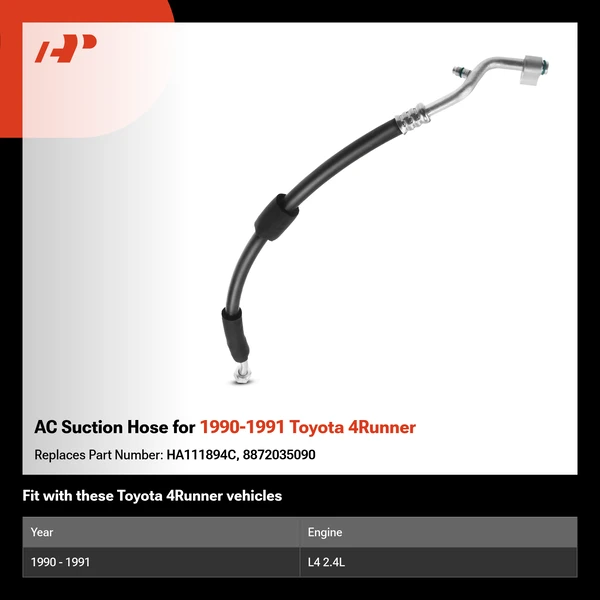 AC Suction Hose for 1990-1991 Toyota 4Runner