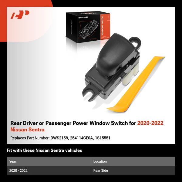 Rear Driver or Passenger Power Window Switch for 2020-2022 Nissan Sentra