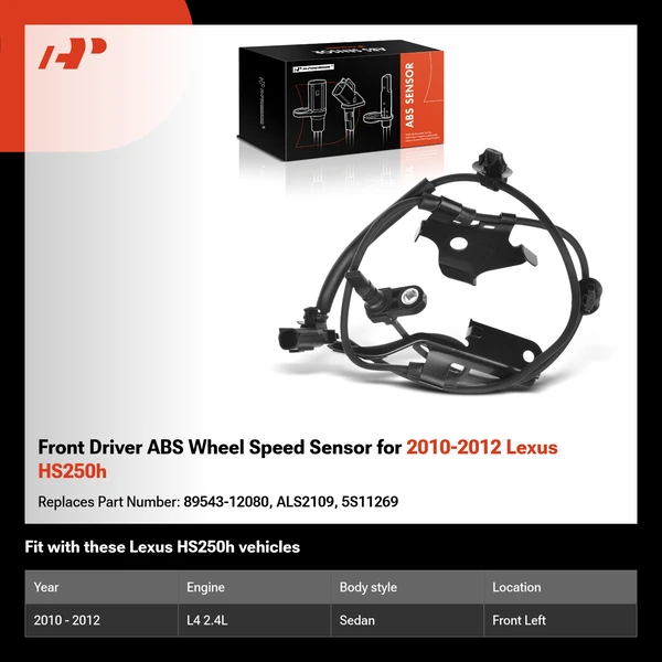 Front Driver ABS Wheel Speed Sensor for 2010-2012 Lexus HS250h