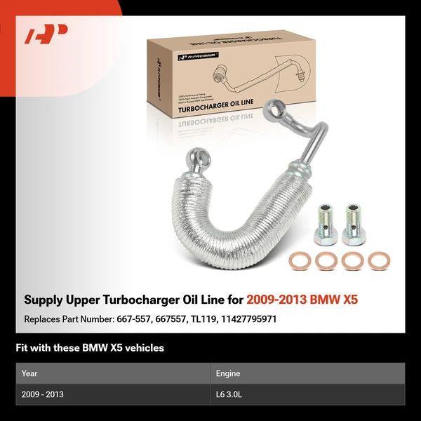 Supply Upper Turbocharger Oil Line for 2009-2013 BMW X5