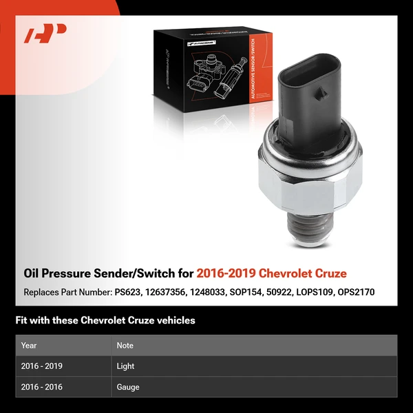 Oil Pressure Sender/Switch for 2016-2019 Chevrolet Cruze