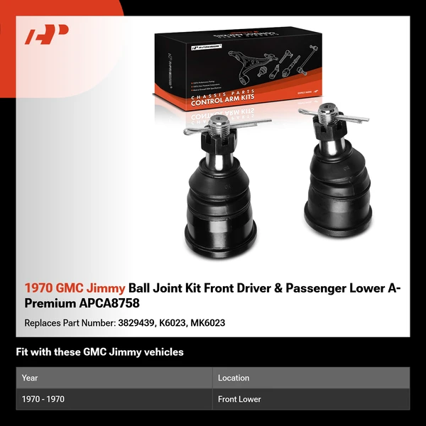 1970 GMC Jimmy Ball Joint Kit Front Driver & Passenger Lower A-Premium APCA8758