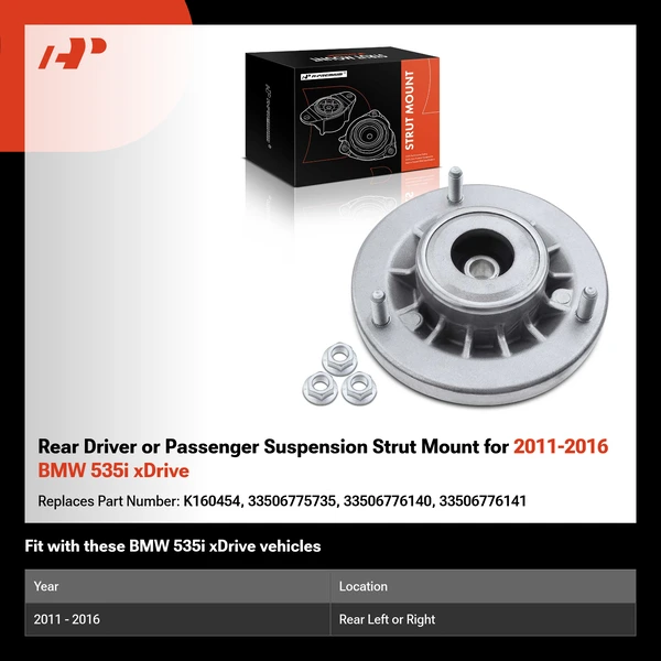 Rear Driver or Passenger Suspension Strut Mount for 2011-2016 BMW 535i xDrive