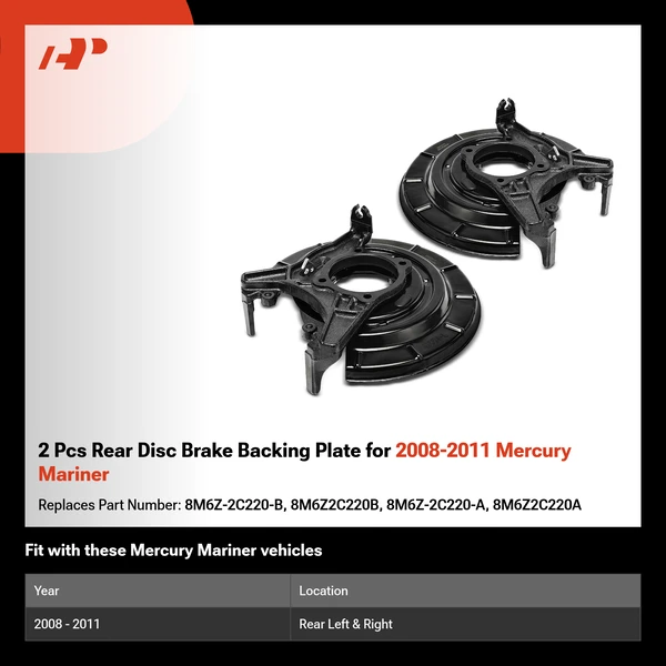 2 Pcs Rear Disc Brake Backing Plate for 2008-2011 Mercury Mariner