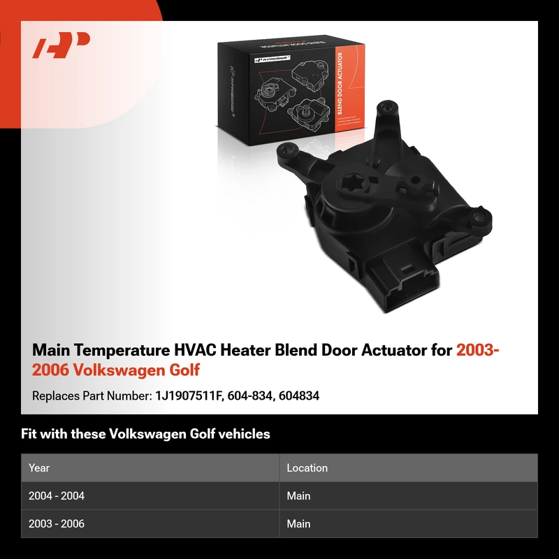 Main Temperature HVAC Heater Blend Door Actuator for 2003-2006 Volkswagen Golf