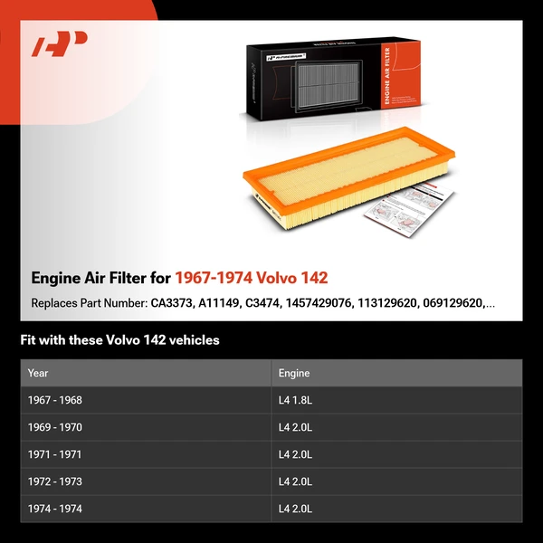 Engine Air Filter for 1967-1974 Volvo 142