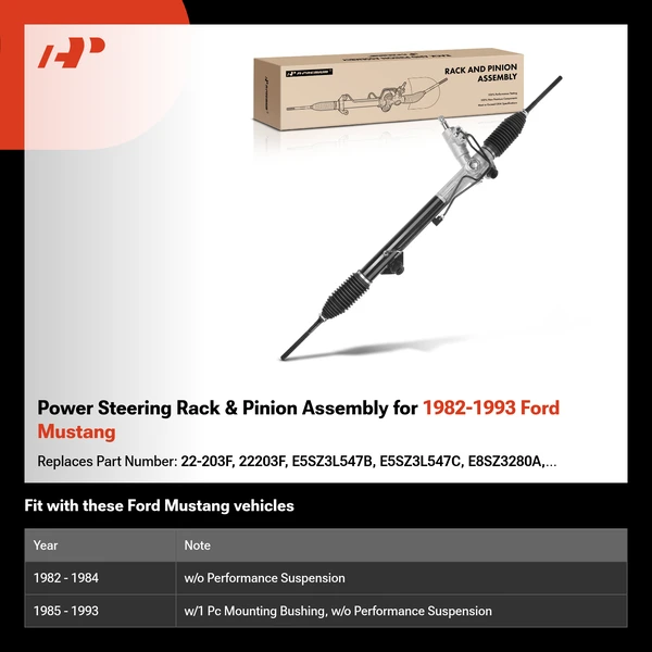 Power Steering Rack & Pinion Assembly for 1982-1993 Ford Mustang