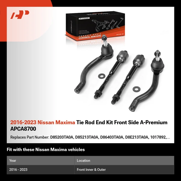 2016-2023 Nissan Maxima Tie Rod End Kit Front Side A-Premium APCA8700