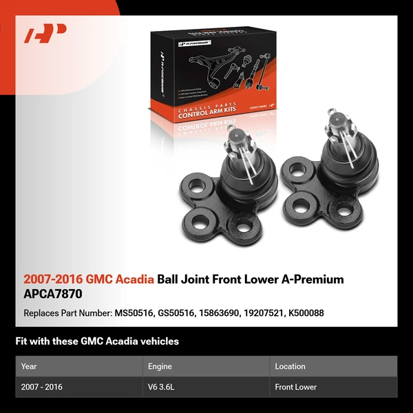 2007-2016 GMC Acadia Ball Joint Front Lower A-Premium APCA7870