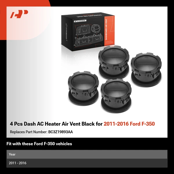 4 Pcs Dash AC Heater Air Vent Black for 2011-2016 Ford F-350