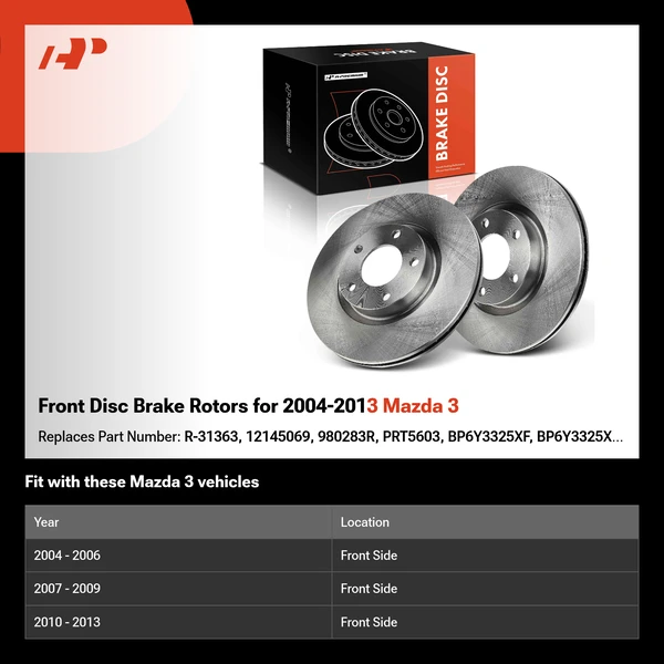 Front Disc Brake Rotors for 2004-2013 Mazda 3
