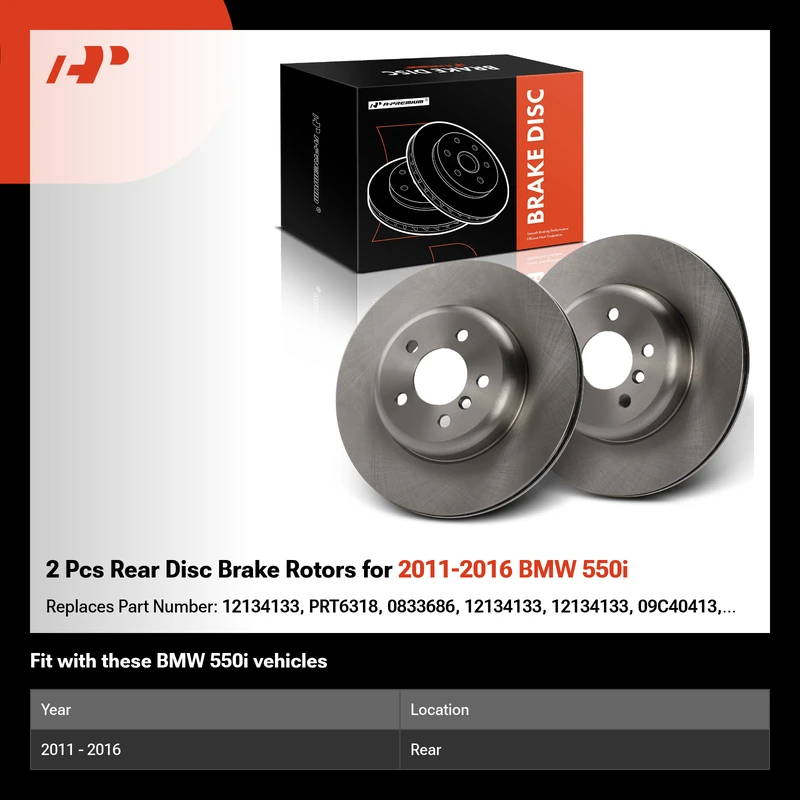 2 Pcs Rear Disc Brake Rotors for 2011-2016 BMW 550i