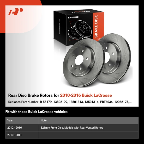 Rear Disc Brake Rotors for 2010-2016 Buick LaCrosse
