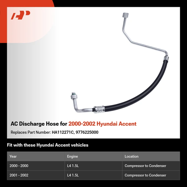 AC Discharge Hose for 2000-2002 Hyundai Accent