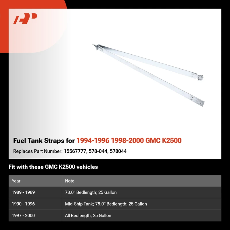 Fuel Tank Straps for 1994-1996 1998-2000 GMC K2500