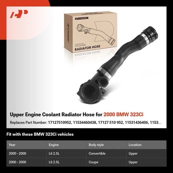 Upper Engine Coolant Radiator Hose for 2000 BMW 323Ci