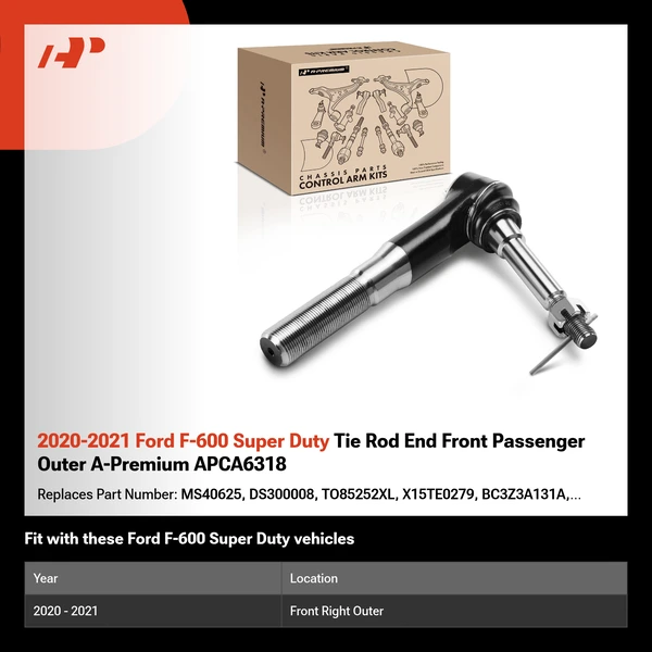 2020-2021 Ford F-600 Super Duty Tie Rod End Front Passenger Outer A-Premium APCA6318