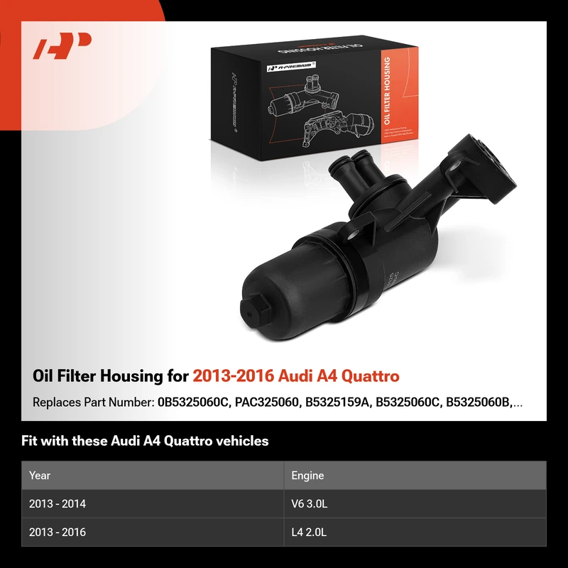 Oil Filter Housing for 2013-2016 Audi A4 Quattro