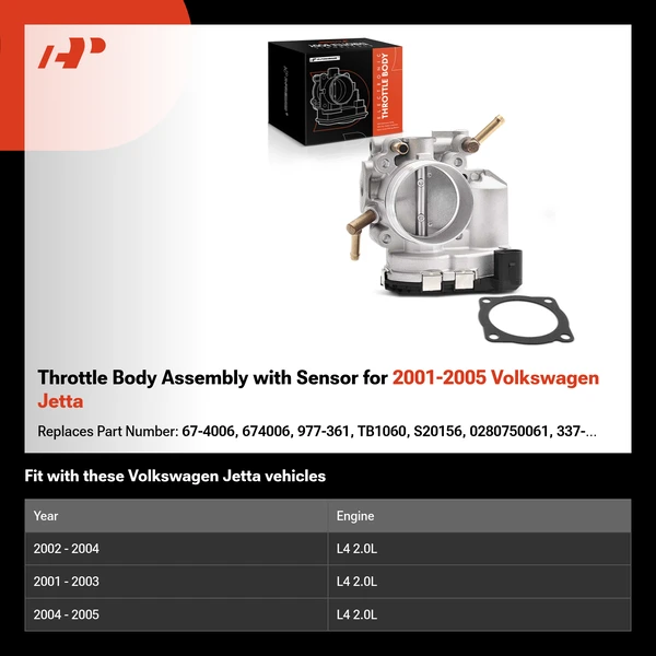 Throttle Body Assembly with Sensor for 2001-2005 Volkswagen Jetta