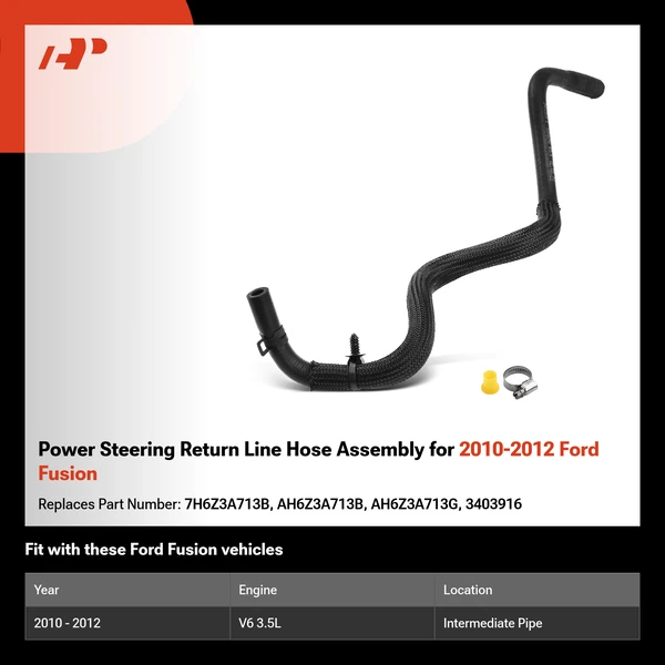 Power Steering Return Line Hose Assembly for 2010-2012 Ford Fusion