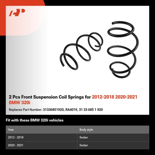 2 Pcs Front Suspension Coil Springs for 2012-2018 2020-2021 BMW 320i