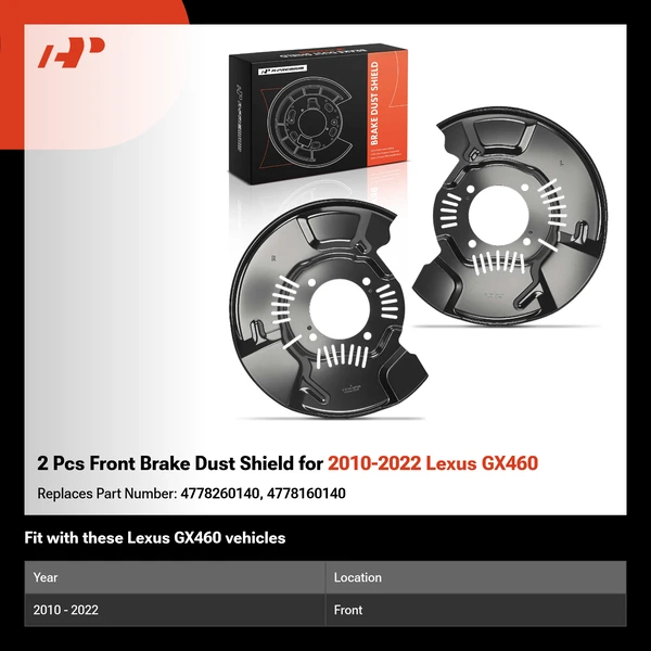 2 Pcs Front Brake Dust Shield for 2010-2022 Lexus GX460