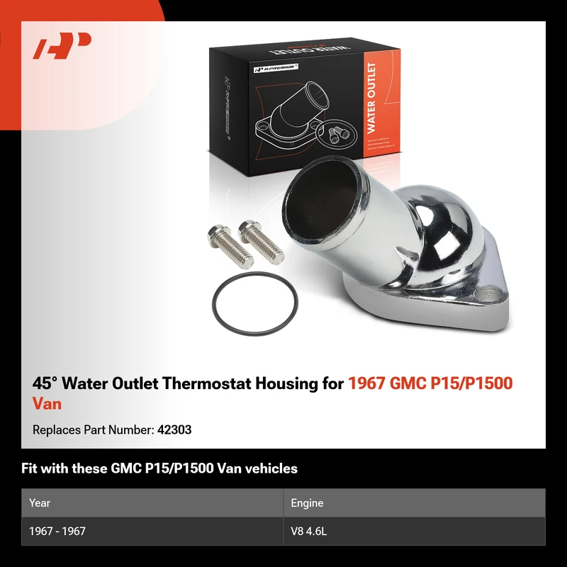 45° Water Outlet Thermostat Housing for 1967 GMC P15/P1500 Van