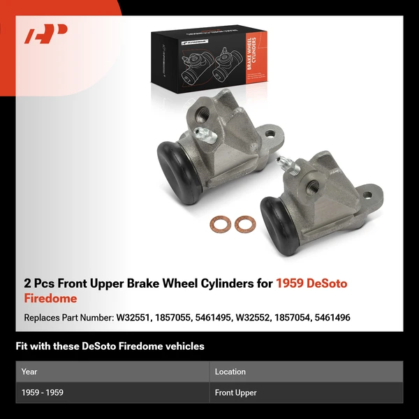 2 Pcs Front Upper Brake Wheel Cylinders for 1959 DeSoto Firedome