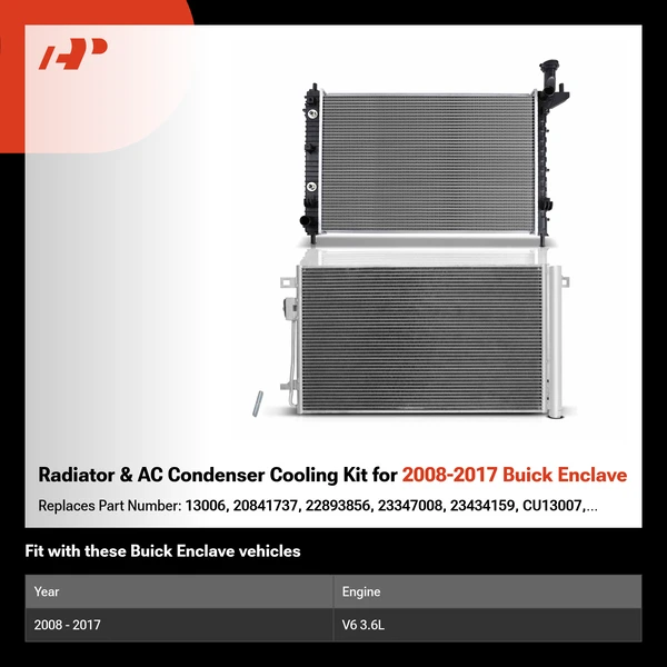 Radiator & AC Condenser Cooling Kit for 2008-2017 Buick Enclave