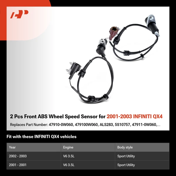 2 Pcs Front ABS Wheel Speed Sensor for 2001-2003 INFINITI QX4