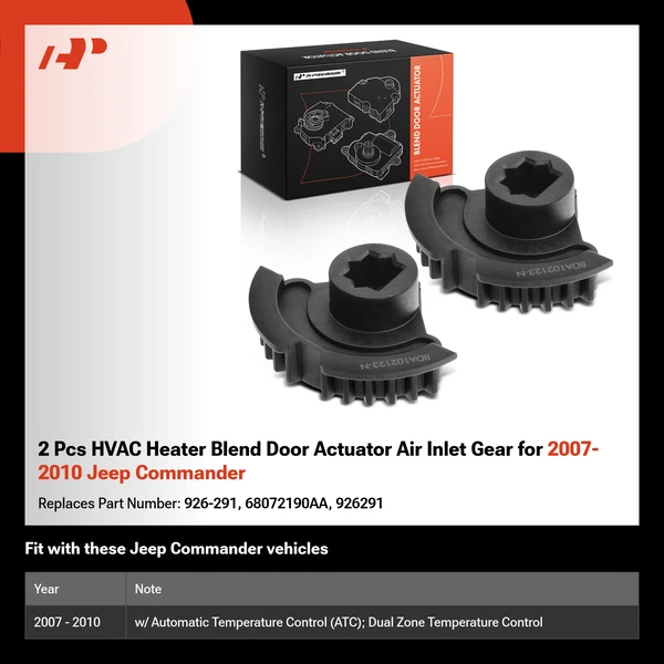 2 Pcs HVAC Heater Blend Door Actuator Air Inlet Gear for 2007-2010 Jeep Commander