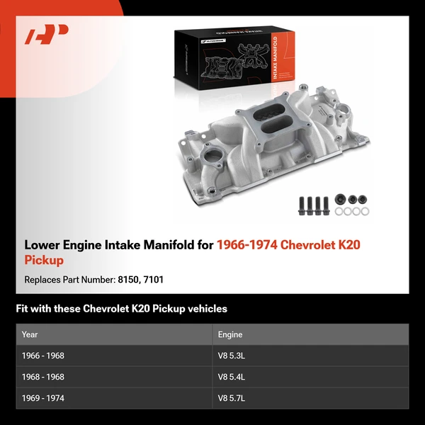 Lower Engine Intake Manifold for 1966-1974 Chevrolet K20 Pickup