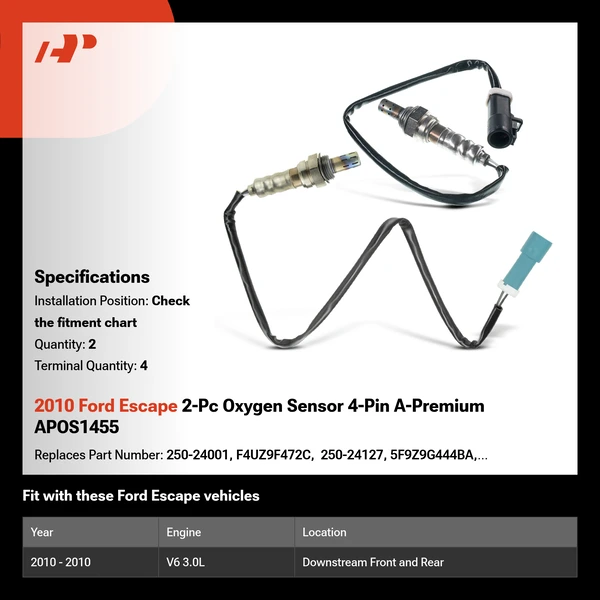 2010 Ford Escape 2-Pc Oxygen Sensor 4-Pin A-Premium APOS1455