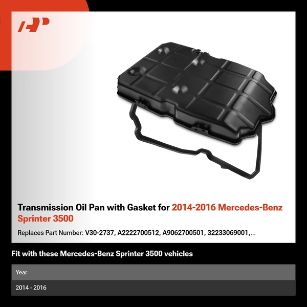 Transmission Oil Pan with Gasket for 2014-2016 Mercedes-Benz Sprinter 3500