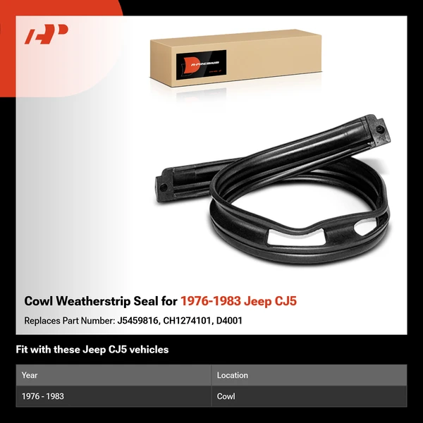 Cowl Weatherstrip Seal for 1976-1983 Jeep CJ5