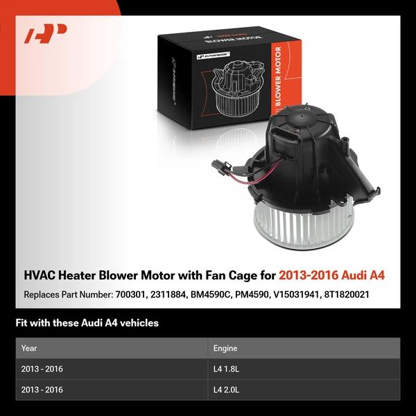 HVAC Heater Blower Motor with Fan Cage for 2013-2016 Audi A4