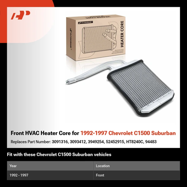 Front HVAC Heater Core for 1992-1997 Chevrolet C1500 Suburban