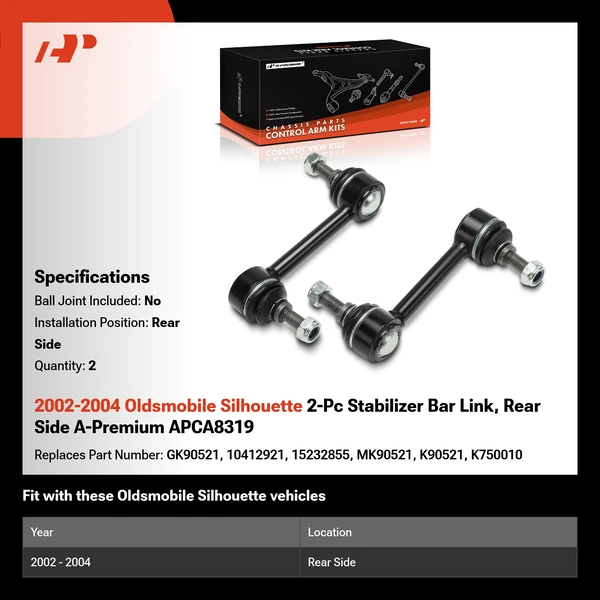 2002-2004 Oldsmobile Silhouette 2-Pc Stabilizer Bar Link, Rear Side A-Premium APCA8319