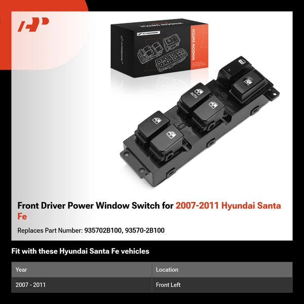 Front Driver Power Window Switch for 2007-2011 Hyundai Santa Fe