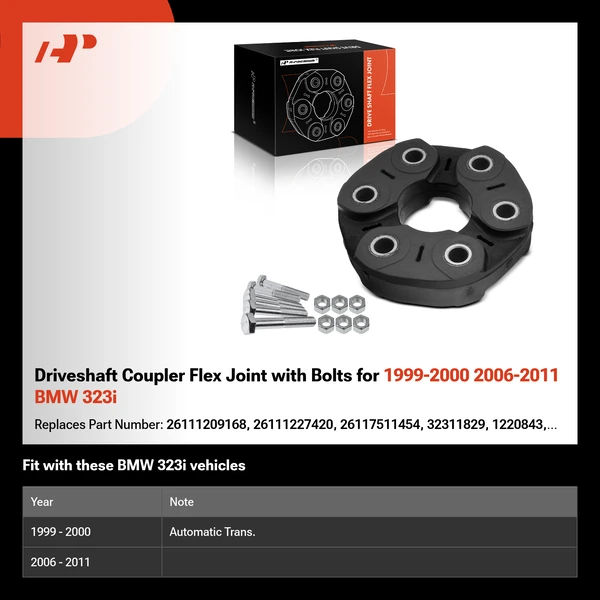 Driveshaft Coupler Flex Joint with Bolts for 1999-2000 2006-2011 BMW 323i