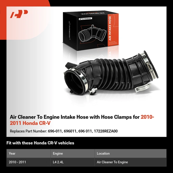 Air Cleaner To Engine Intake Hose with Hose Clamps for 2010-2011 Honda CR-V