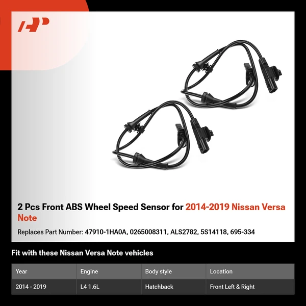 2 Pcs Front ABS Wheel Speed Sensor for 2014-2019 Nissan Versa Note