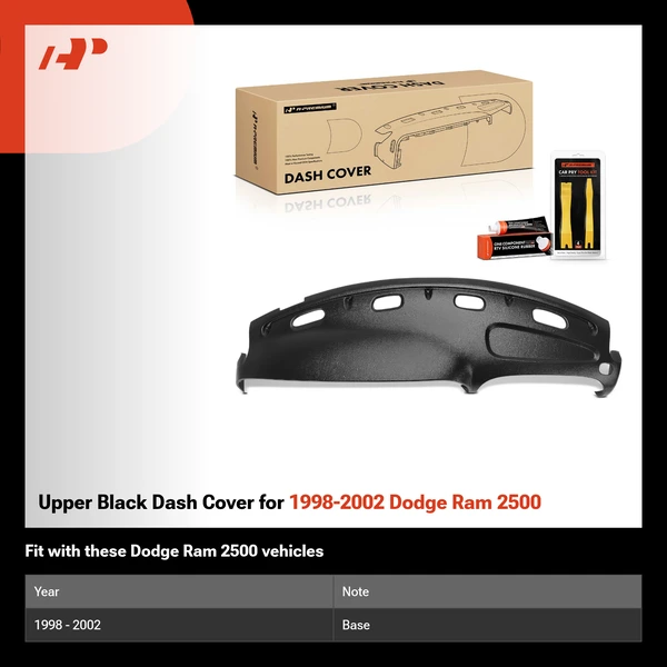 Upper Black Dash Cover for 1998-2002 Dodge Ram 2500