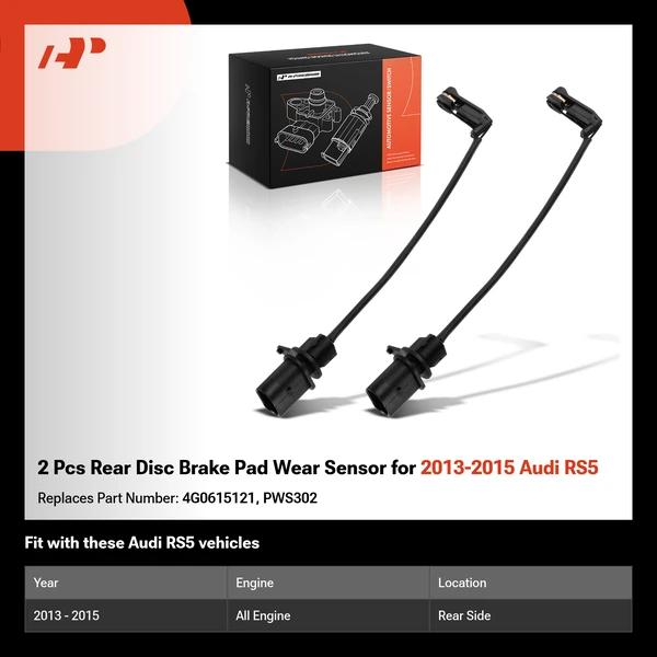 2 Pcs Rear Disc Brake Pad Wear Sensor for 2013-2015 Audi RS5